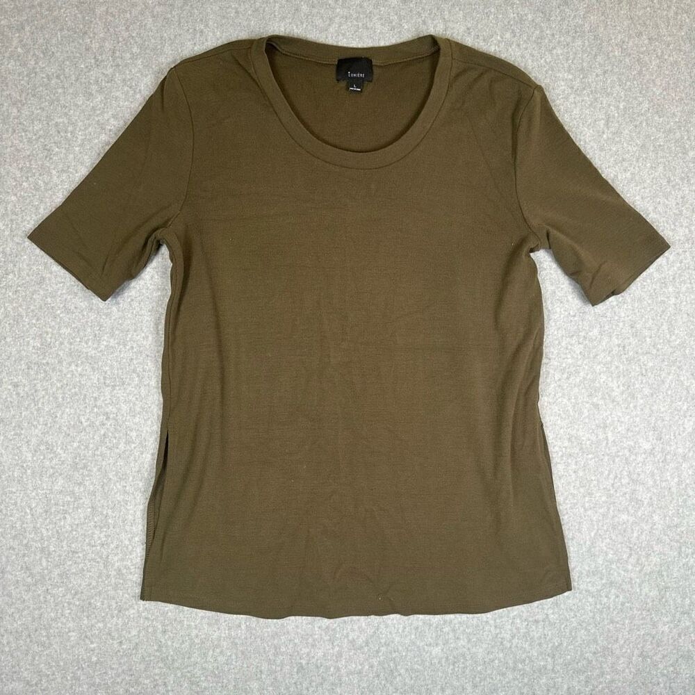Lumiere Womens Size Large Pullover Top Tee T Shirt Brown Short Sleeve Crewneck